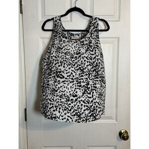 🩵🩵Faded Glory Women's Sleeveless Black/White Leopard Print Tank, Large 12/14🩵🩵